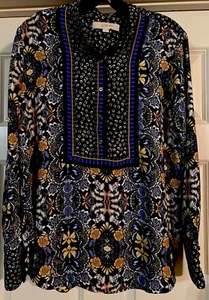 LOFT Bohemian Pullover mit Kontrastprints Gr. S Langarm abgerundeter Saum Bluse - Bild 1 von 10