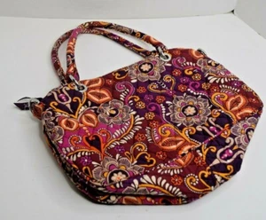 Bolso de hombro mediano Vera Bradley floral cachemira rosa púrpura naranja colorido - Imagen 1 de 5