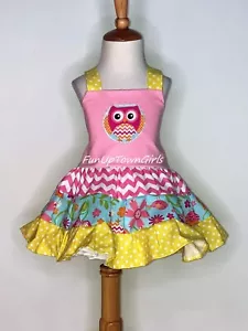 GIRLS TODDLER  BIRTHDAY  BACK TO SCHOOL FALL TWIRL HALTER DRESS 12M TO 6Y - Picture 1 of 2