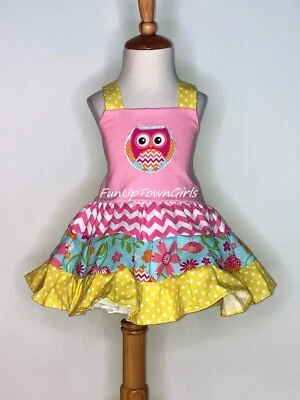 GIRLS TODDLER  BIRTHDAY  BACK TO SCHOOL FALL TWIRL HALTER DRESS 12M TO 6Y - Image 1 of 2