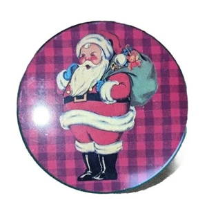 Christmas Santa Themed Set: Metal Container & 7 Coasters With Cork Bottom feb24 - Picture 1 of 9