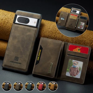 For Google Pixel 8/8 Pro/8A/9 Pro Removable Leather Case Card Wallet Back Cover - Picture 1 of 47