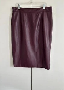 M&S Collection-Womens Faux-Leather Lightweight Slit Skirt/Size: UK 18 Long/Used - Picture 1 of 7