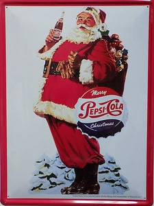 Metal Plate Vintage Pepsi Cola Santa Claus - 40 X 30 CM - Picture 1 of 1