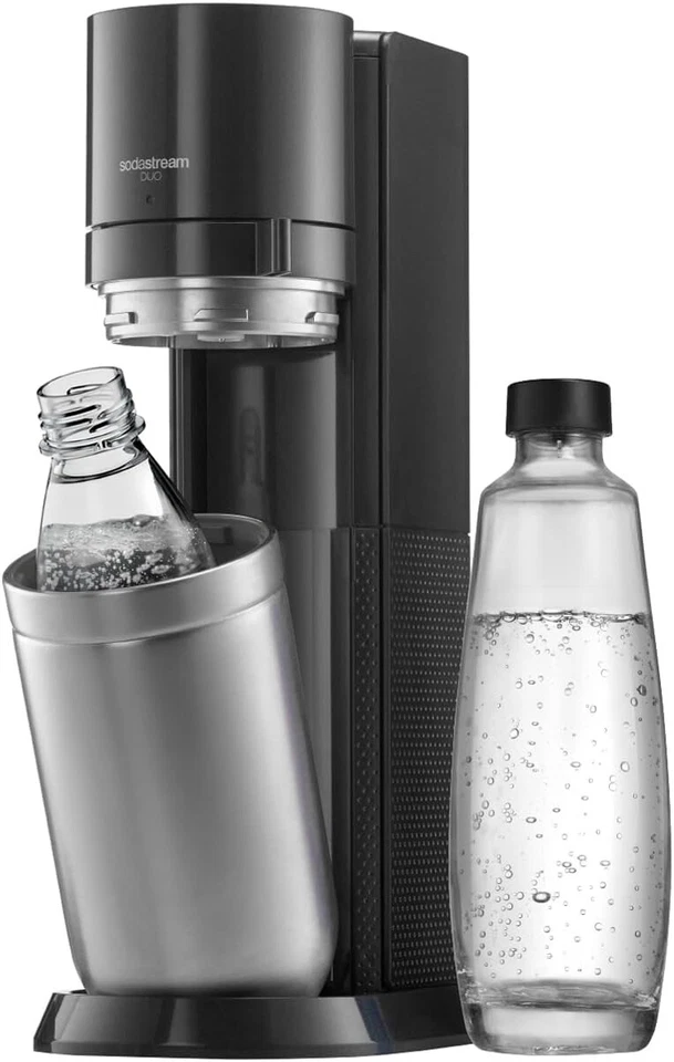 SodaStream Duo Wassersprudler - Schwarz/Edelstahl (Kit mit 2 Flaschen)