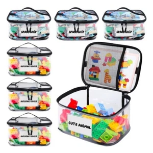 with Name Tag Toy Storage Bag Waterproof Storage Bucket Organizer Case Puzzles - Picture 1 of 9