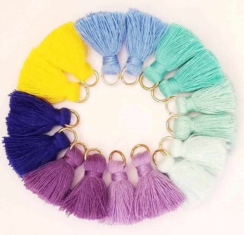 Turquoise Tassels Mint Tassels Yellow Tassels Blue Tassels Summer 2020 Mix 25mm Foto 1 de 1