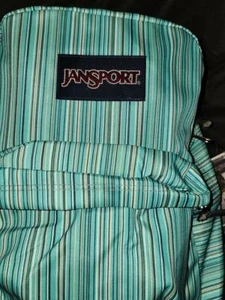 NEU MIT ETIKETT JANSPORT SUPERBREAK RUCKSACK GRÜN SCHWARZ WEISSE STREIFEN KOSTENLOSER VERSAND IN DEN USA - Bild 1 von 3