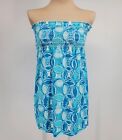 Lilly Pulitzer Brigitte Blue & White Terry Strapless Dress Beach Cover-up Sz. Xs