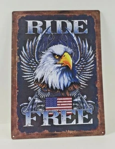 Rivers Edge Ride Free Blechschild gealtert Used-Look 17"×12" Männerhöhle patriotisch - Bild 1 von 5