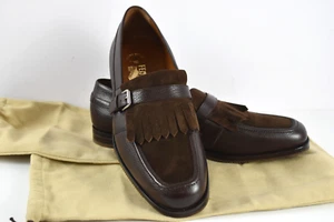 Mocassini nuovi Salvatore Ferragamo taglia 12 M top marrone scamosciato/pelle fibbia frange - Foto 1 di 17