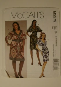 MCCALLS M5579 Surplice Above Knee Dress Dolman Mock Wrap 8 10 12 14 16 Uncut New - Picture 1 of 2
