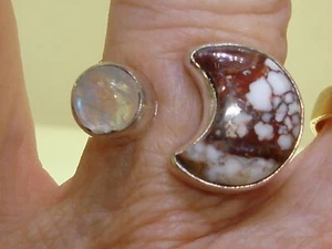 EINZIGARTIGER VERSTELLBARER STERLINGSILBER OPALIT & OZEANJASPIS RING! - Bild 1 von 9