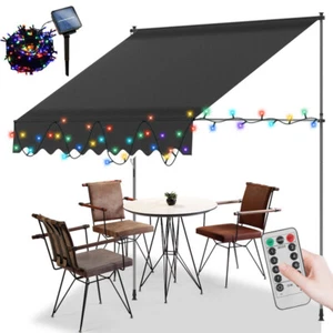 Markise mit LED Sonnendach Terrassenmarkise Klemmmarkise Sonnenschutz 1.5-4M - Bild 1 von 16