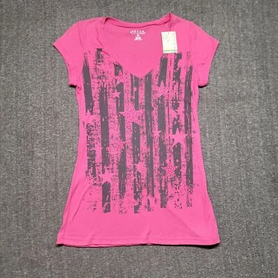 Camiseta para mujer Roper talla mediana cuello en V estrellas rosas rayas bandera manga gorra nueva con etiquetas Foto 1 de 4
