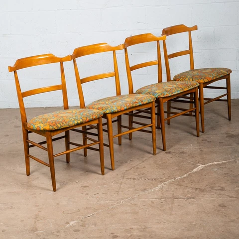 Mid Century Modern Dining Chairs Set of 4 Maple Murray Furniture Retro Blonde NM Cover