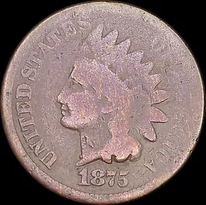 1875 1C Indian Head Cent Ungraded Circulated BN - Picture 1 of 2