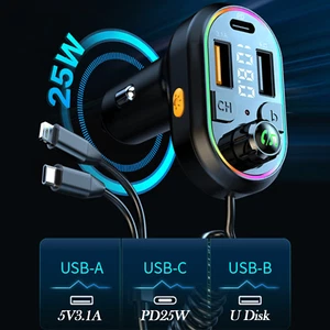 Szybka ładowarka 25W PD z portami USB-C i USB-A, wyświetlacz LED, Bluetooth 5.0 - CE / FCC - Zdjęcie 1 z 8
