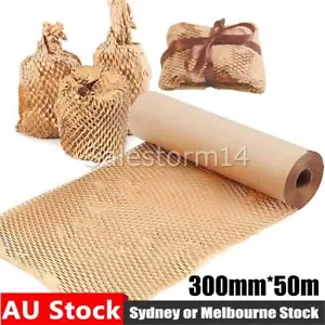 Honeycomb Kraft Paper Wrap Hex Kraft White Black 300mm x 50m Stretched Length AU - Picture 1 of 9