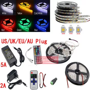 5M 300 LED Strip Light SMD 3528 5050 5630 RGB/White Flexible+Remote+Power Supply - Picture 1 of 10