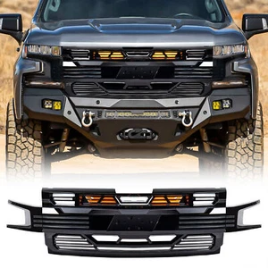 American Modified Armor Grille for 2019-2021 Chevy Silverado 1500, Glossy Black - Picture 1 of 8