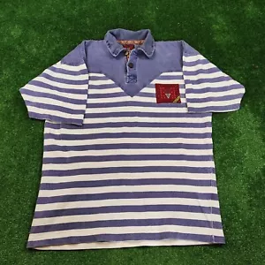 Camisa polo vintage lavada para hombre grande a rayas cuello púrpura años 90 ligera - Imagen 1 de 10