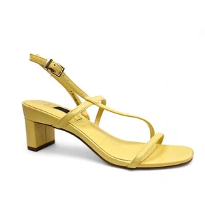 Ex M&S Womens Vegan Yellow Ankle Strap Sandals Ladies Block Heel Shoes Size 4-8 - Picture 1 of 14