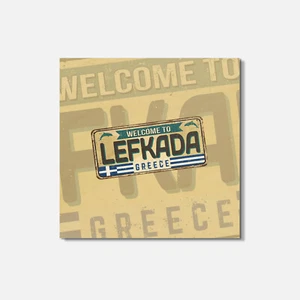 Posavasos cuadrados de madera Lefkada City Greece retro vintage de 4"" X 4"" - Imagen 1 de 3