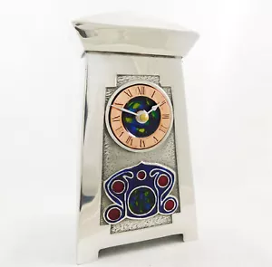 Archibald Knox Style Pewter Art Nouveau Design Mantle Clock Made in England AK5 - Picture 1 of 6