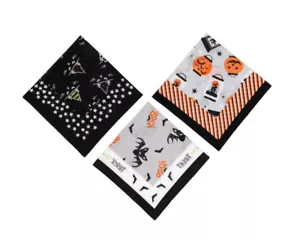 Lotto 3 Bandane Time & Tru Halloween Pipistrelli Gatti Neri Zucca Fazzoletti Nuovi - Foto 1 di 6