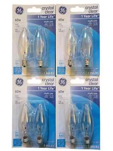 GE 8-Pack General Electric 60w Decorative B Type Candelabra Base Bulb 76229 - Picture 1 of 5