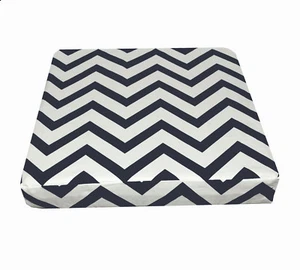 le06t Dark Blue on Beige Zig Zag Cotton Canvas 3D Box Seat Cushion Cover Custom - Picture 1 of 7