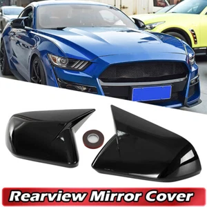 Fits 15-21 Ford Mustang M Horn Style Gloss Black Rearview Side Mirror Cover Trim - Imagen 1 de 11