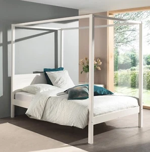 Vipack: Himmelbett "PINO" 140 x 200 + Lattenrost - Kinderbett Jugendbett - Weiß - Bild 1 von 3