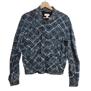 WITCHERY Blue Womens zip Casual front jacket size 8 abstract print - Picture 1 of 12