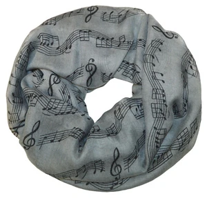 Schlauchschal Loopschal Rundschal Musiknoten Notenschlüssel Chor Konzert Grau  - Bild 1 von 2