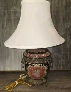 Castilian Porcelain Asian Urn Table Lamp Oriental Accents Lions Vintage Antique - Picture 1 of 16