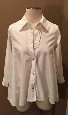 Blusa Top Kaufmanfranco M Tranquila Lujo Algodón Blanco con Mangas 3/4 Foto 1 de 4