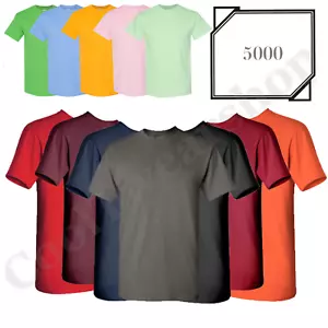 NEW Gildan Men's Heavy Cotton Plain Crew Neck Short Sleeves T-Shirt 5000 - Picture 1 of 125