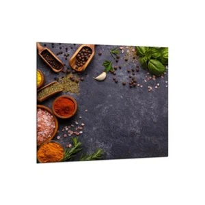 Küchenrückwand Glas 65x60 Spritzschutz Herd Spüle Fliesenschutz Gewürze Schwarz - Bild 1 von 2