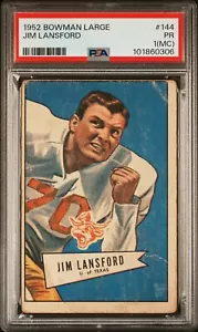 1952 Bowman Large Football #144 Jim Lansford PSA 1 PR (MC) - Picture 1 of 2