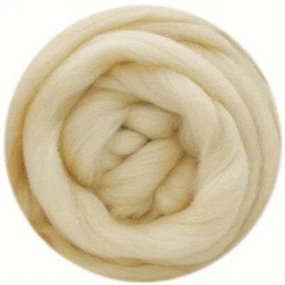3.5oz Super Soft Natural Wool Roving  21 Micron Needle Felting Fiber Spinning - Image 1 of 4