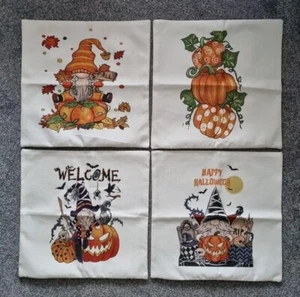 Juego de 4 fundas de almohada de Halloween para gnomo gonk calabazas decoración de miedo 17" 43 cm cuadradas - Imagen 1 de 11