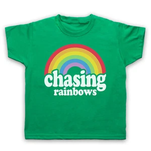CHASING RAINBOWS UNOFFICIAL BRITPOP LEGENDS SLOGAN KIDS CHILDS T-SHIRT - Picture 1 of 11