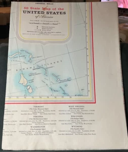 Mappa vintage anni '40 GENERAL MILLS 50 Stati Uniti con adesivi GC - Foto 1 di 9