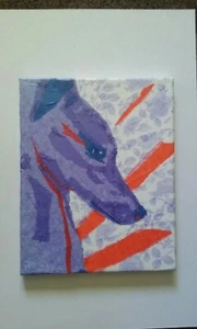 Collage Taschentuch Whippet auf Leinwand, sehr einzigartig Ooak von Cindy A. Conter - Bild 1 von 2