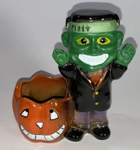 Halloween Decor Ceramic Candle holder Frankenstein with Pumpkin - Picture 1 of 3