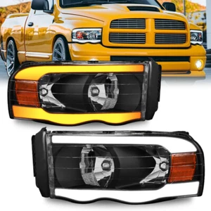 Pair Headlights LED Tube Black Housing For 2002-2005 Dodge Ram 1500 2500 3500 - Foto 1 di 21