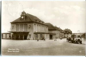 Foto-AK GLAUCHAU Neuer Bahnhof, Autobus 20er - Bild 1 von 1