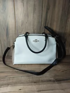 COACH Lillie Color Block Black Tan Chalk Leather Carryall Satchel Handbag 91162 - Picture 1 of 10